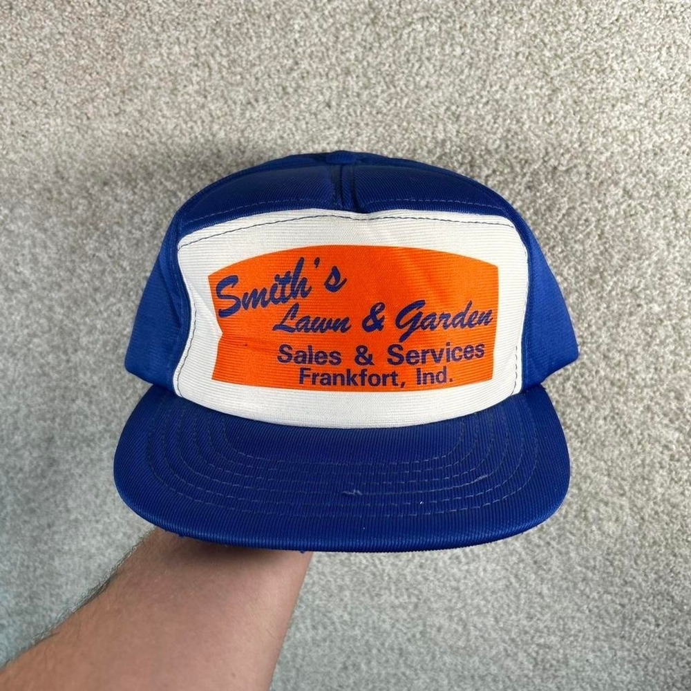 Vintage 80s all foam blue lawn & garden youngan trucker SnapBack hat cap